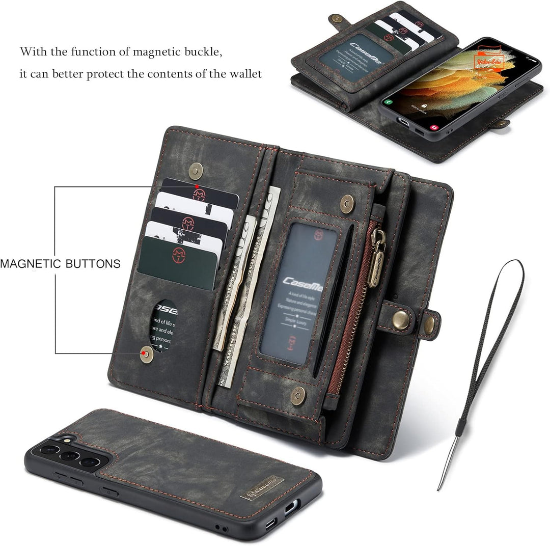 Yidai-Silu iPhone 14 Pro Max Handy Hülle 【Abnehmbar, Mutil-Funktion】 Wallet Case Magnet Tasche PU Le