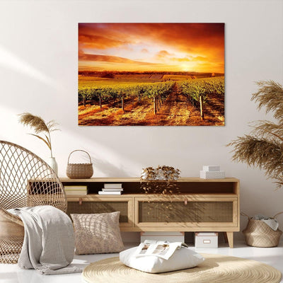 Bilder auf Leinwand 100x70cm Leinwandbild Weinberg Aussicht Landschaft Gross Wanddeko Bild Schlafzim