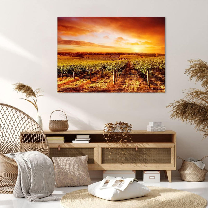 Bilder auf Leinwand 100x70cm Leinwandbild Weinberg Aussicht Landschaft Gross Wanddeko Bild Schlafzim