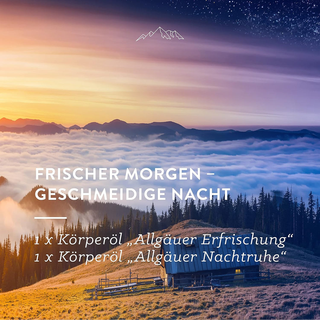 AllgäuQuelle® BIO Körperöl Set STREICHEL EINHEITEN | Geschenkset Naturkosmetik | 2 x 100 ml Bio Körp
