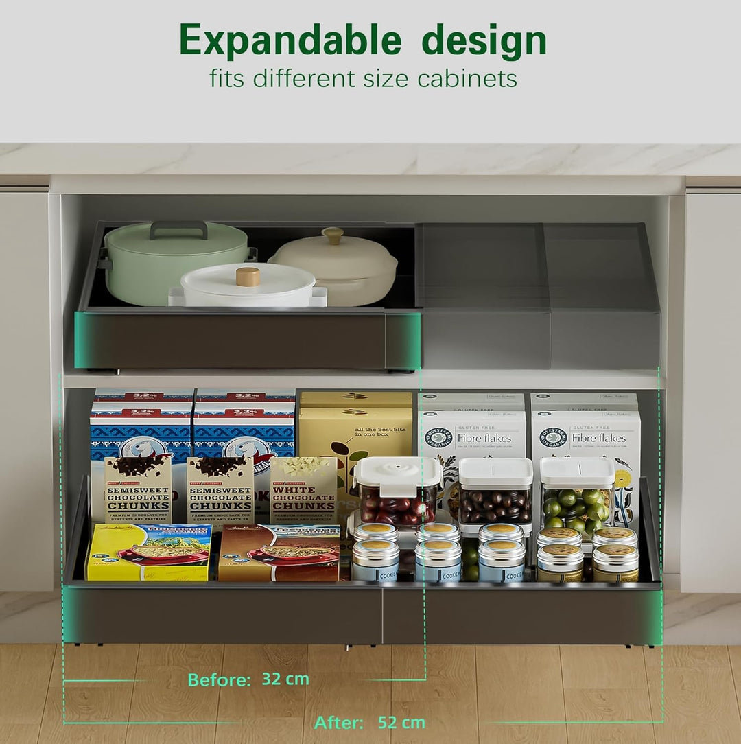 LeKuni Teleskopschublade 1 Stück, Verstellbare Breite Ausziehbare Schublade Küche, Ausziehbarer Schr