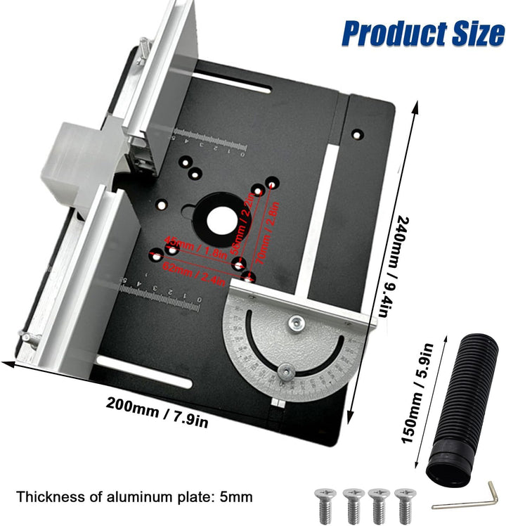 Set mit 3 Frästisch Einlegeplatten, Aluminiumlegierung, Frästisch Einlegeplatte für Oberfräsen, Rout
