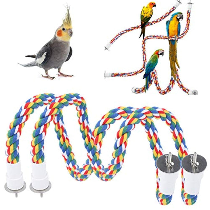 Bird Chew Rope, 2 Stück Bunt Gefärbte Vogel Barsch Stand Baumwolle Vogel Leiter Spielzeug Vogelkäfig