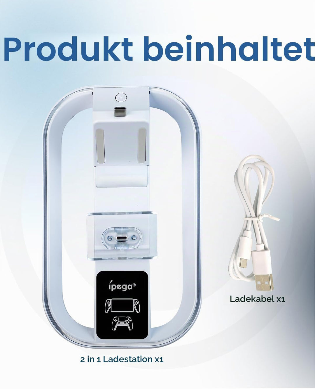 Ladestation für PS Portal und PS5 Controller,Tragbares Ladegerät mit RGB 14 Lichteffekt für PS Porta