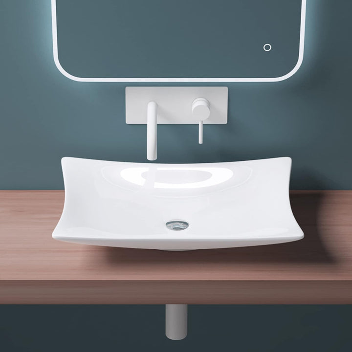 Mai & Mai: Aufsatzwaschbecken Brüssel910 aus Keramik, eckig, mit Nano-Beschichtung Weiss | Modell Br