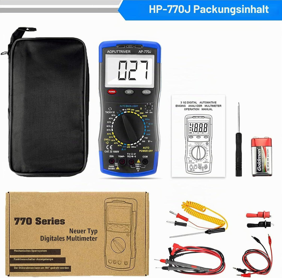 Automotive Multimeter AP-770J Auto Digital Multimeter manueller Streckenauto-Multitester Voltage Det