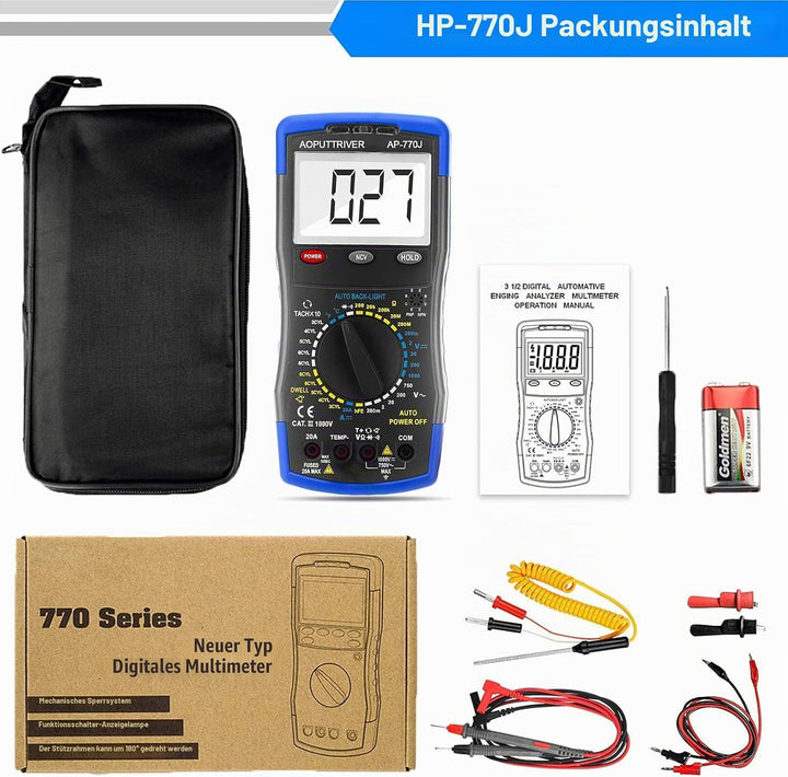 Automotive Multimeter AP-770J Auto Digital Multimeter manueller Streckenauto-Multitester Voltage Det