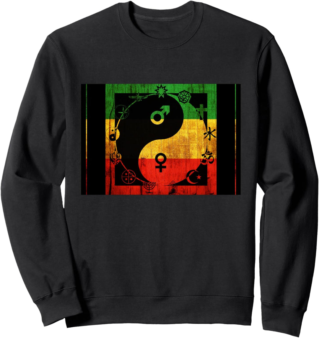 Rasta Rastafarian Reggae Music Flag Color Yin-Yang Sweatshirt