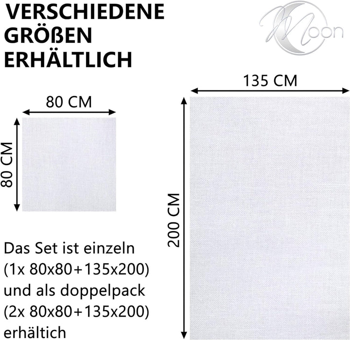 Moon - 2er Pack Hotelbettwäsche Linon aus 100% Baumwolle - Bettwäsche ca. 135x200 / 80x80 cm - mit H