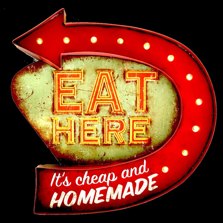 DiiliHiiri Retro-Schild, beleuchtet, Café, Vintage Metallschild, Handwerk, Zubehör für Zuhause (Eat