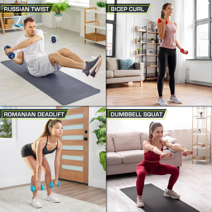 ProsourceFit 2er Set Neopren Kurzhanteln beschichtet für rutschfesten Griff Rot, Rot