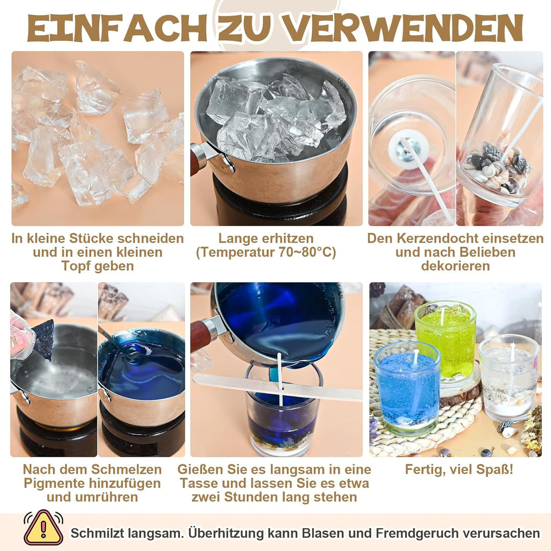 Vezerd Kerzen Selber Machen Set, Kreativ DIY Gelee Wachs Kerzenherstellung Kit, Candle Making Kit Ba
