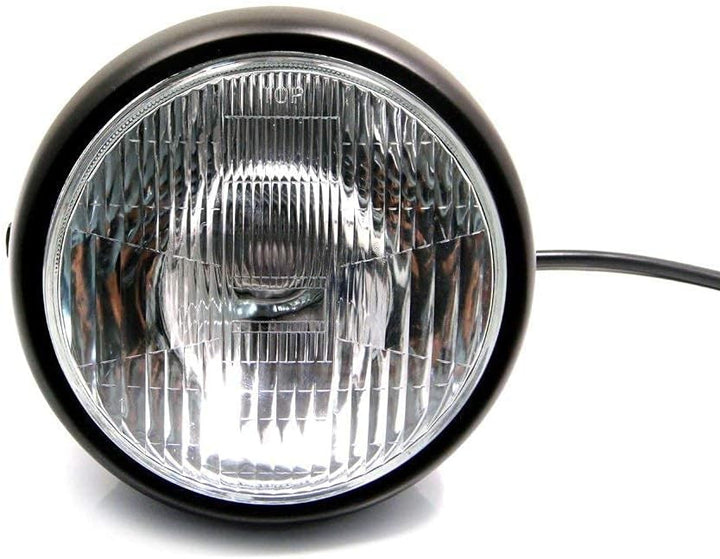 Motorrad Universal 6 3/10,2 cm 17,1 cm matt schwarz Stahl 12 V 55 W H4 SCHEINWERFER für Cafe Racer P