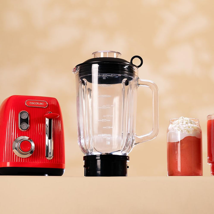 Cecotec Standmixer Retro Power Black Titanium RetroRed. 1200W Maximale Leistung, 2 Geschwindigkeiten
