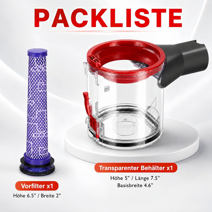 Verbesserter Staubbehälter Ersatz für Dyson V7 V8 SV10 SV11 Staubsauger – 0,54 l grosser Schmutzkani
