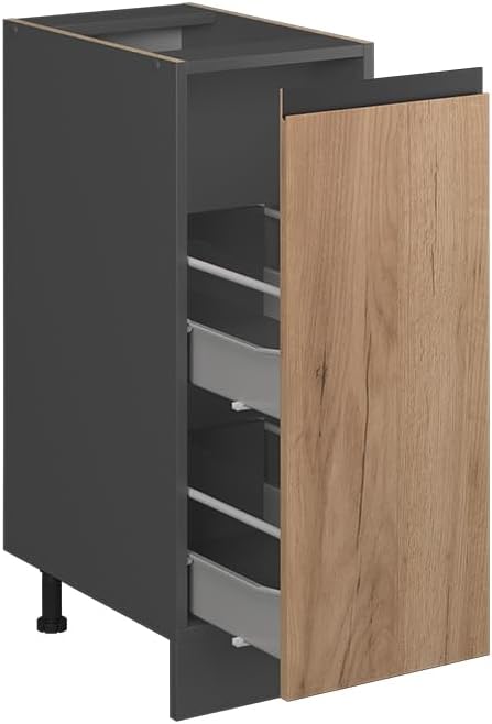 Vicco Apothekerschrank R-Line, Goldkraft Eiche/Anthrazit, 30 cm J-Shape, ohne Arbeitsplatte Goldkraf