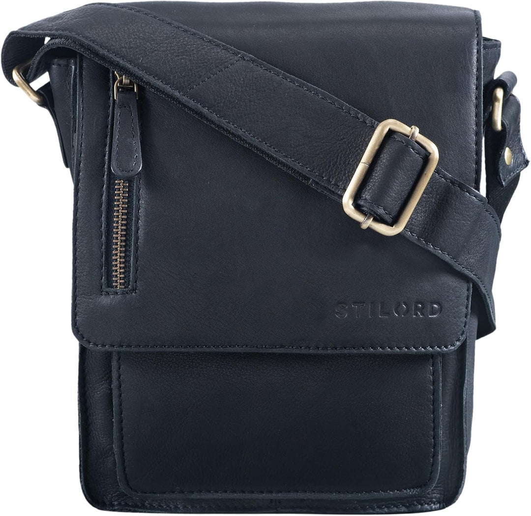 STILORD Herren-Umhängetasche schwarz - Kleine Vintage Schultertasche - 8,4 Zoll Messenger-Bag - Tabl