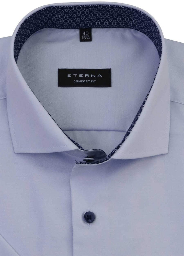 eterna Comfort Fit Hemd Halbarm Haifischkragen Cool Shirt Aqua Grösse 41