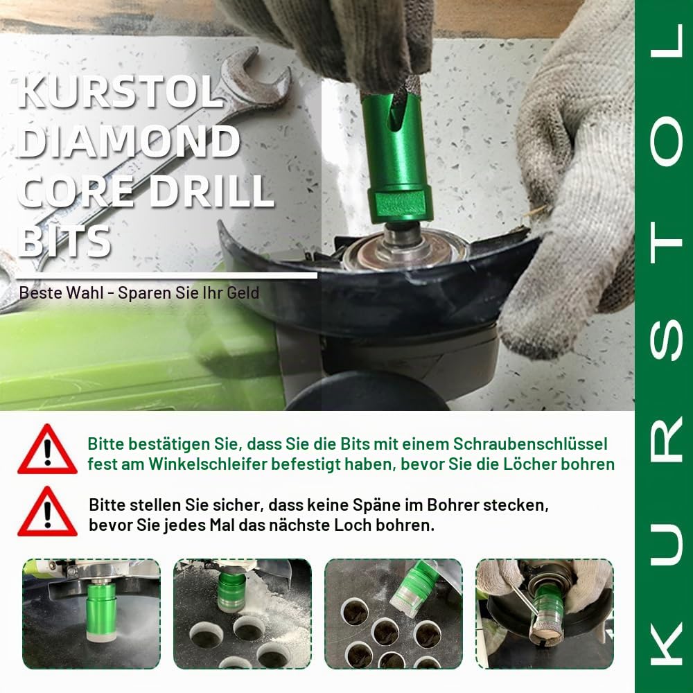 Diamant-Bohrkrone Kit - Fliesenbohrer 6/6/8/25/35/50/68mm+50mm Fasen Bit+10mm Fingerfräser+Diamanttr