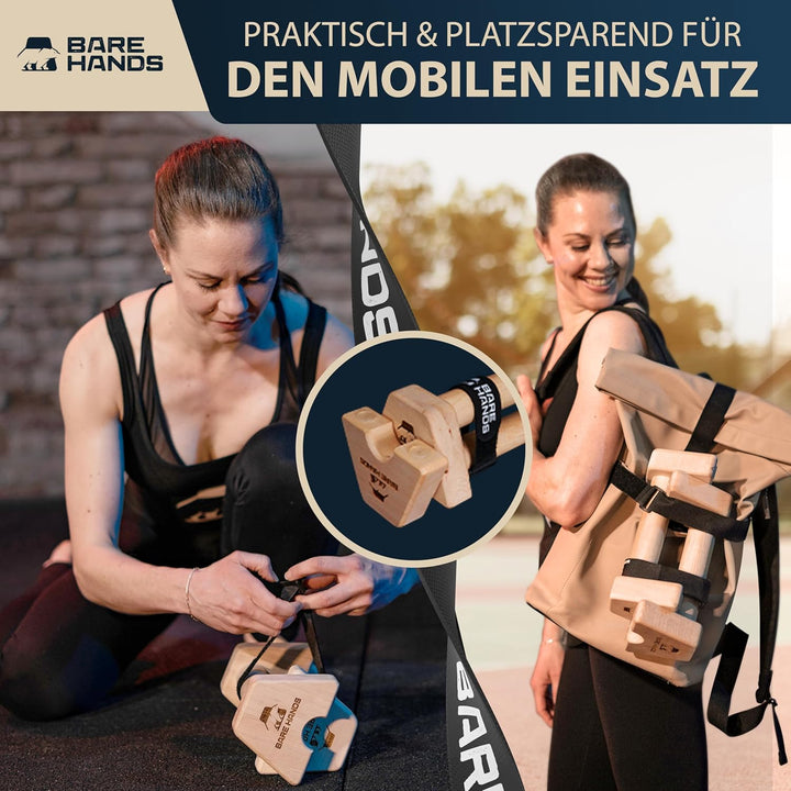 BARE HANDS Liegestützgriffe – 2x gelenksschonende & rutschfeste Holz Liegestützgriffe – Calisthenics