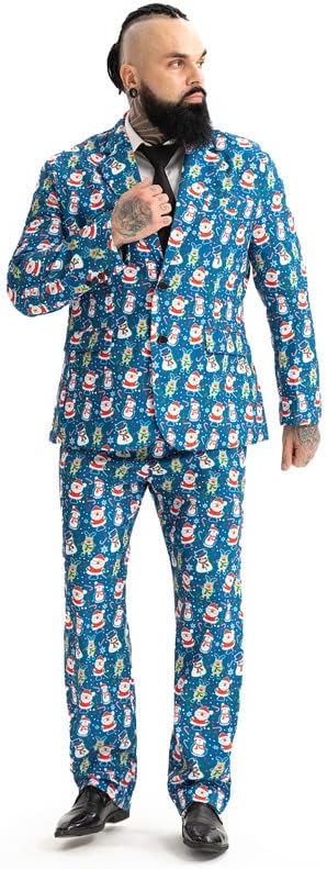 U LOOK UGLY TODAY Herren Lustige Weihnachtsanzüge für Weihnachten Party Kostüm Festliche Anzug aus S