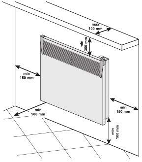 Elektroheizkörper Elektroheizung Wandkonvektor LED Display - Heizgerät 1000 Watt ES/EIS 1000 Watt, E
