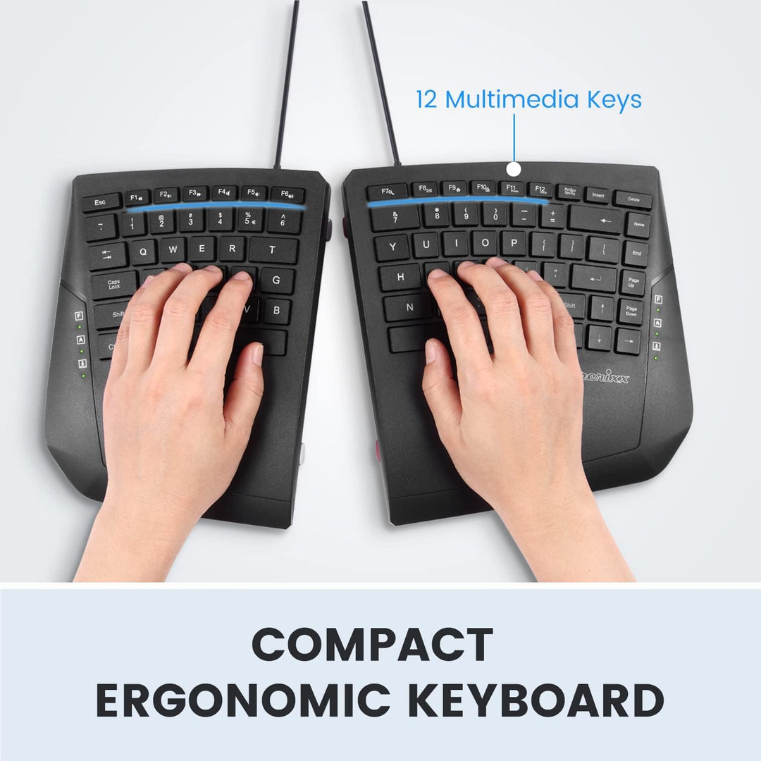 Perixx PERIBOARD-524B US, [Firmware aktualisiert] kabelgebundene ergonomische Split-Tastatur - Einst