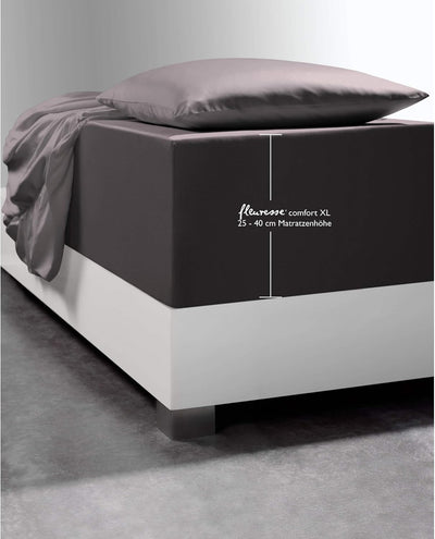 fleuresse 1119 XXL Jersey Stretch Spannbetttuch (96% Baumwolle, 4% Elasthan), mit Rumdumgummizug, Ök