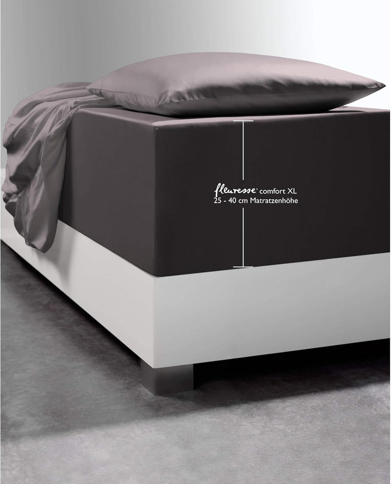 fleuresse 1119 XXL Jersey Stretch Spannbetttuch (96% Baumwolle, 4% Elasthan), mit Rumdumgummizug, Ök
