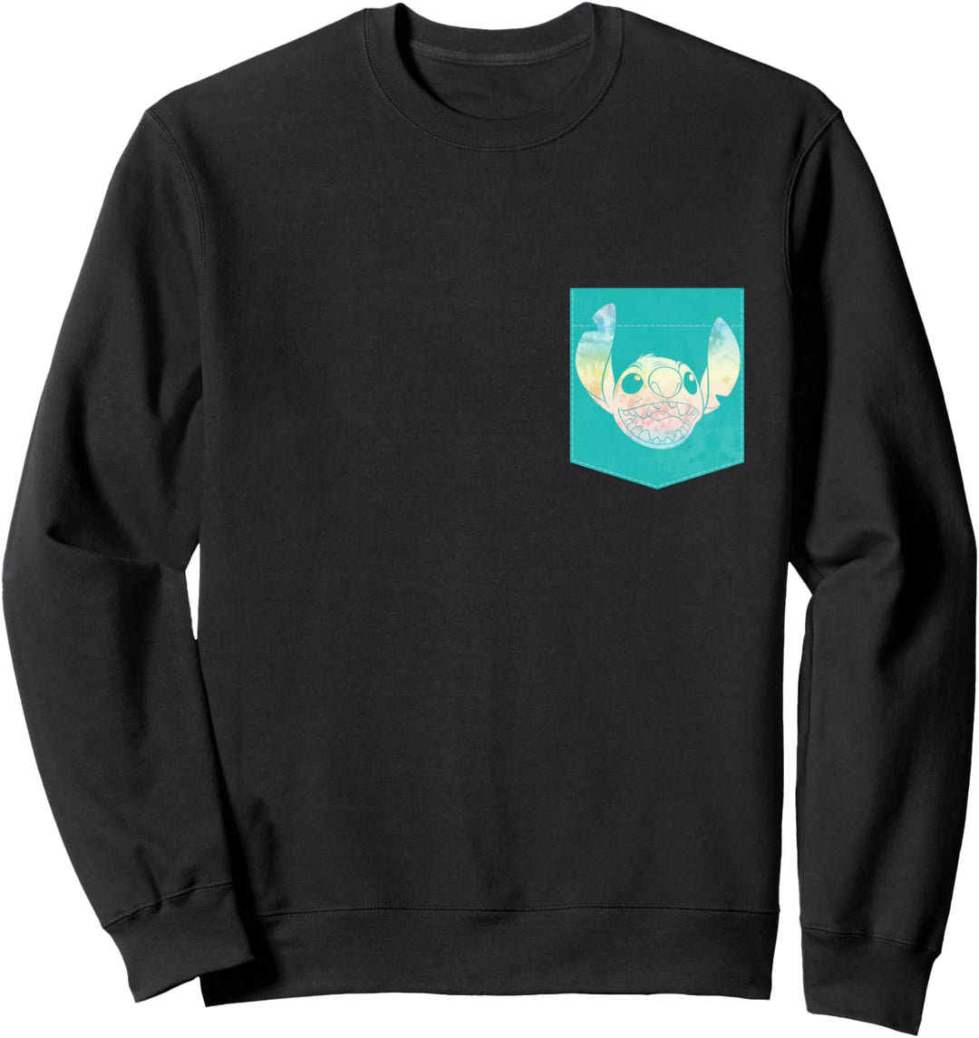 Disney Lilo and Stitch Tie Dye Face Faux Pocket Sweatshirt