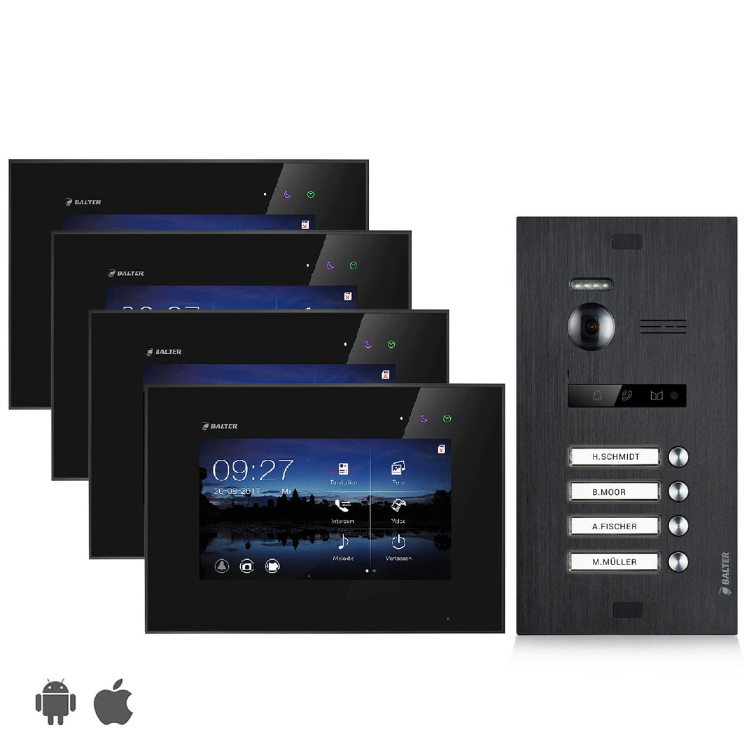 BALTER EVO Video Türsprechanlage ✓ Touchscreen 7 Zoll Monitor Schwarz ✓ Türstation für Mehrfamilienh