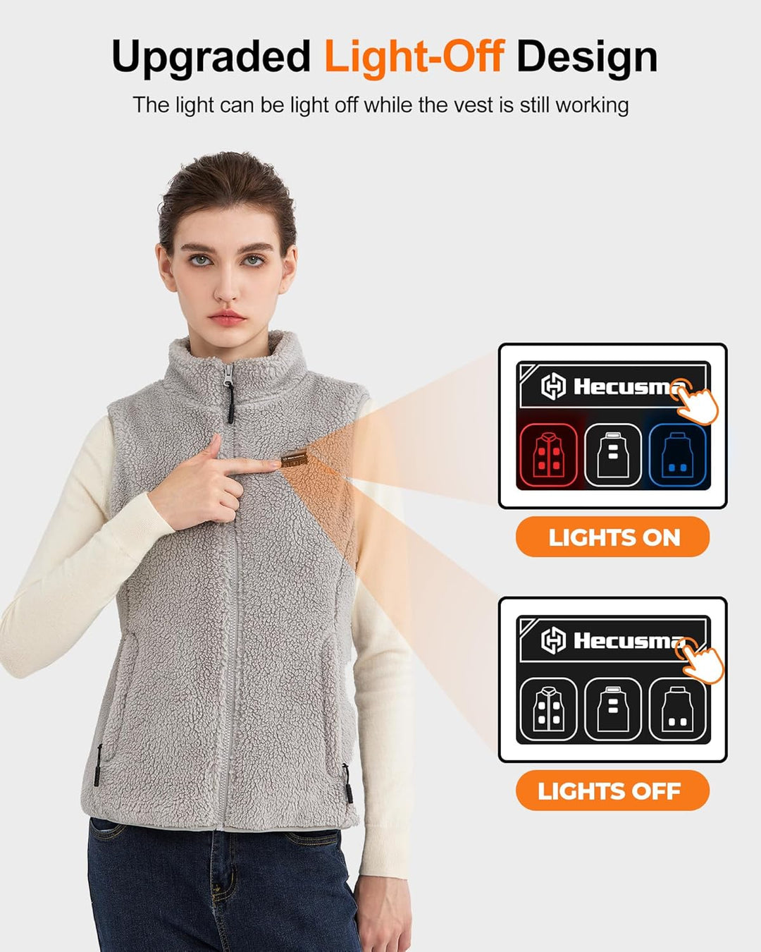Flauschige Heizweste Damen mit 16000mAh 7.4V Powerbank inklusive, Sherpa Beheizte Weste Damen, Elekt
