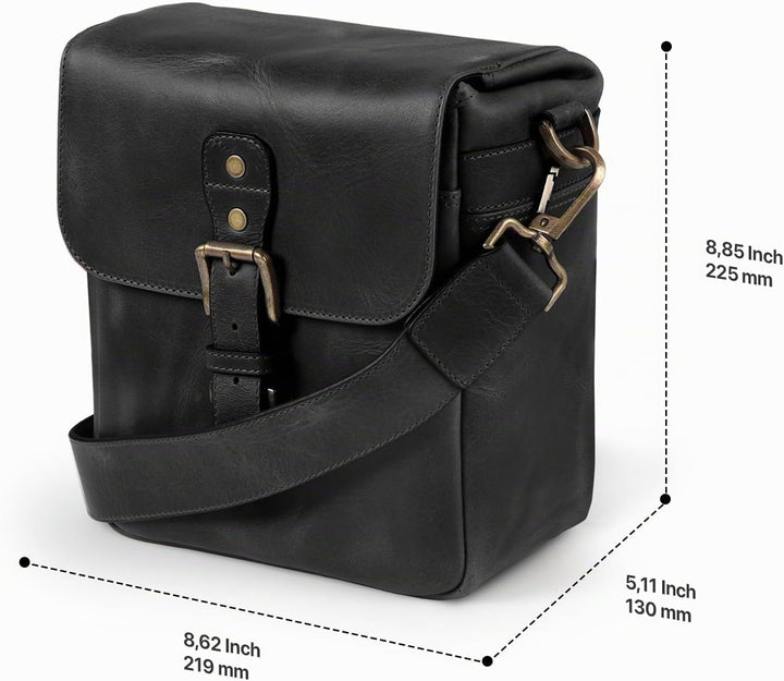 MegaGear MG1328 Torres Mini Kameratasche - Kuriertasche aus echtem Leder für Spiegellose, Sofortbild