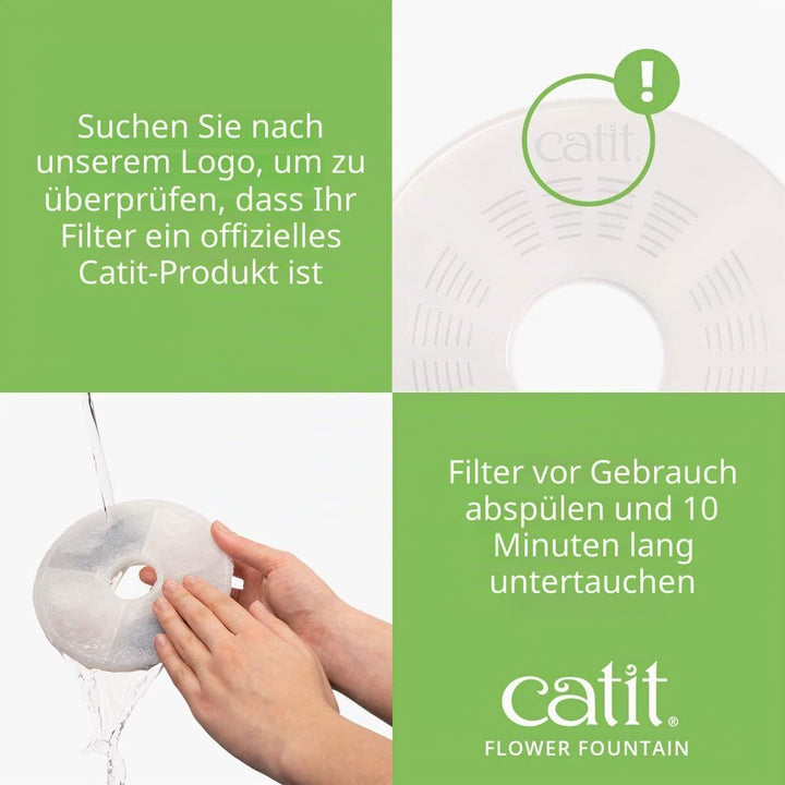 Catit Flower Fountain, Blumentrinkbrunnen für Katzen, 3L, weiss/grün, 1 Stück (1er Pack), 1 Stück (1