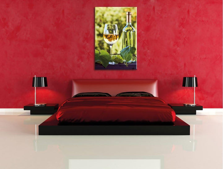 Wein und Weintrauben, Format: 100x70 auf Leinwand, XXL riesige Bilder fertig gerahmt mit Keilrahmen,