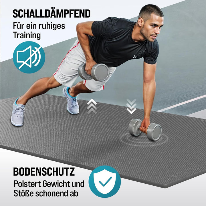 MONZANA® Bodenschutzmatten Fitness &amp; Pool mit Randstücken 30 x 30 cm 1,5 &amp; 3 &amp; 4,6 qm rutschfest Eva