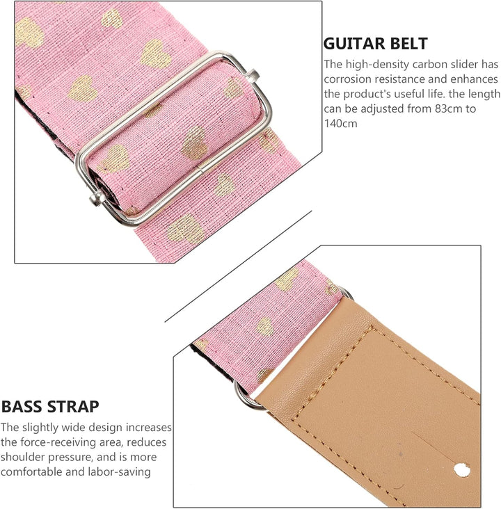 HEALLILY Breite Gitarre Strap Schulter Gurt Herz Muster Nylon Uke Strap Musical Instrument Schulter