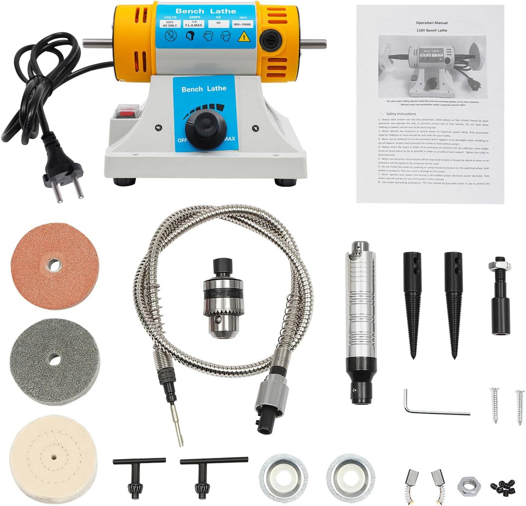 Kleine Elektrische Schmuck Tischpolierer Poliermaschine Set, 10000RPM Stufenlose Geschwindigkeitsreg