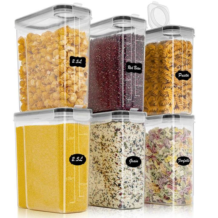 Withosent 2.5L Vorratsdosen Luftdicht 6er Set, Aufbewahrungsbox Küche mit Deckel aus Plastik, Vorrat