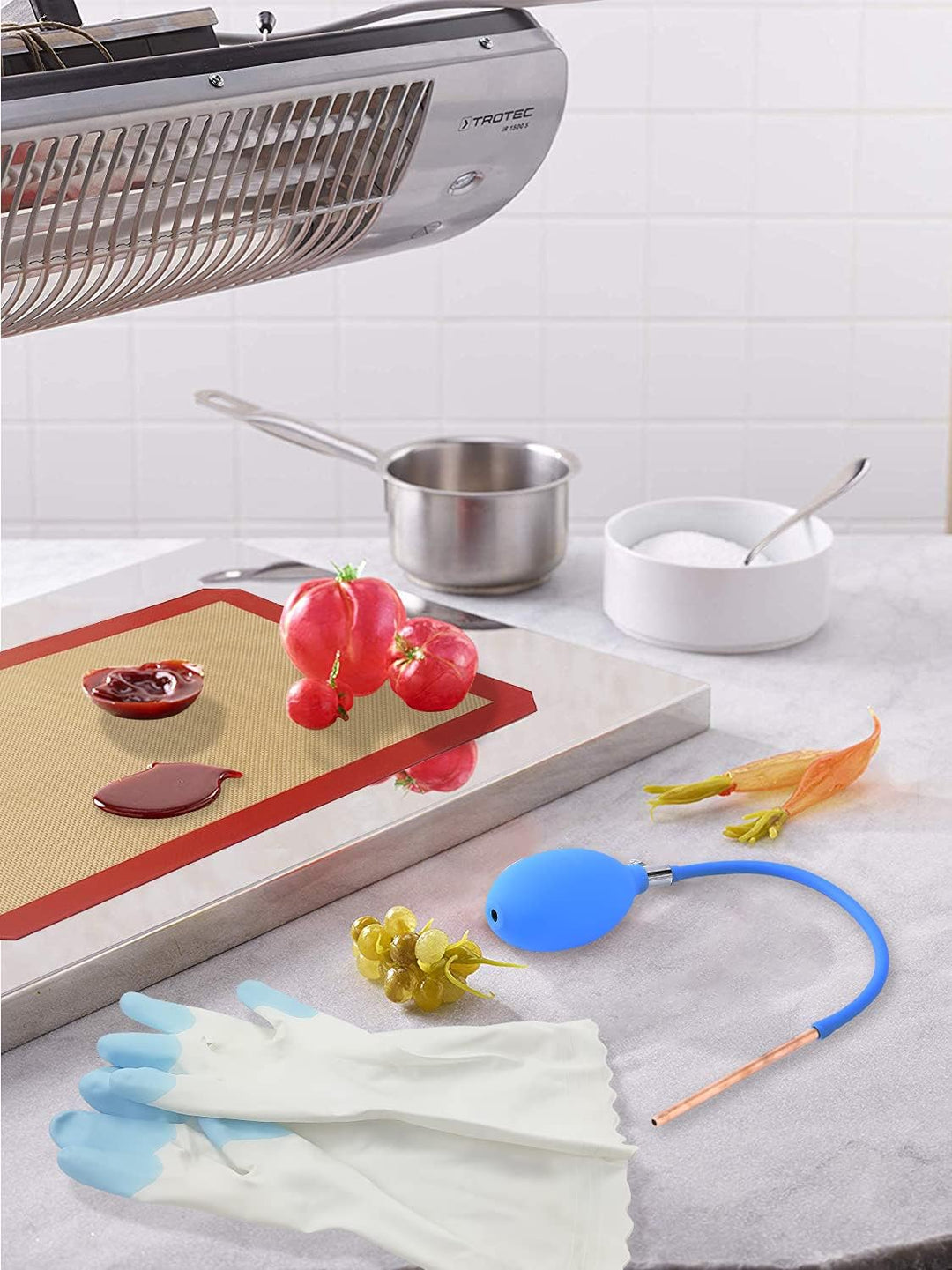 DUEBEL Antihaft-Silikon-Backmatten-Set mit PVC-Handschuhen, Gebäck-Isomalt-Zuckermatte für Bäcker-Ko