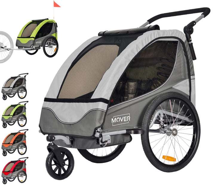 PAPILIOSHOP Mover Kinderwagen, 1 oder 2 Kinder grau, grau
