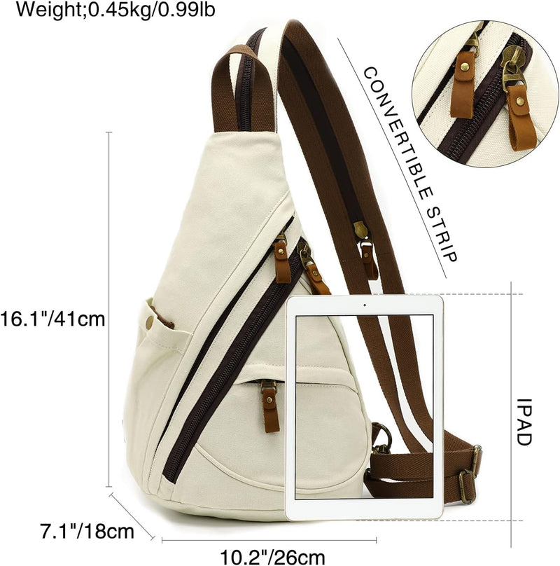 KL928 Canvas Sling Bag Rucksack Damen und Herren – Schulterrucksack Umhängetasche Crossbag Verstellb