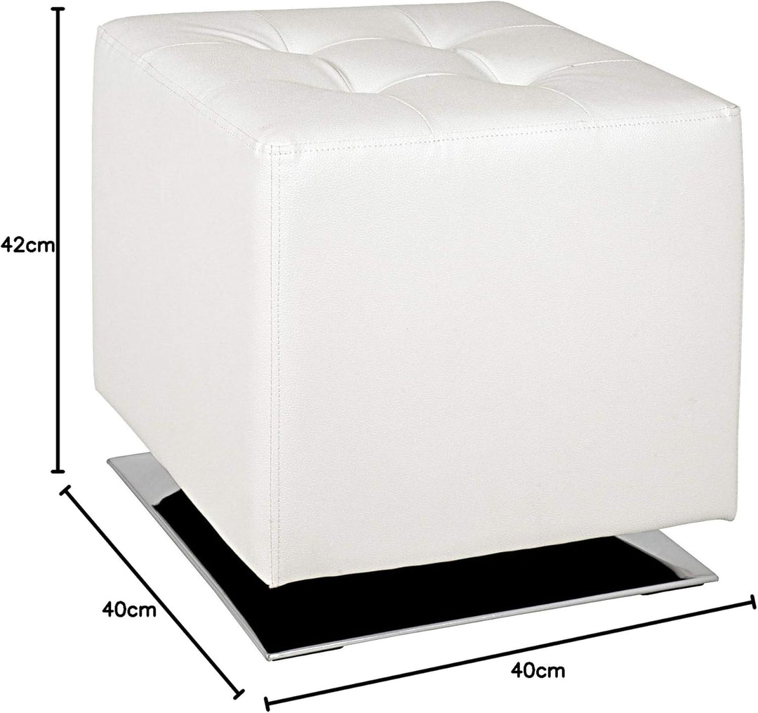 HAKU Möbel Hocker, Kunstleder, chrom-weiss, B 40 x T 40 x H 42 cm Chrom-weiss 40 x 40 x 42, Chrom-we