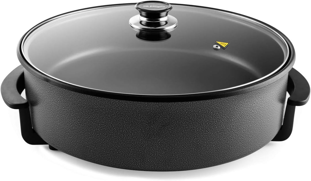 Orbegozo PZ 8100 - Elektrischer Topf mit Glasdeckel, Anti-Haft-Beschichtung, einstellbares Thermosta