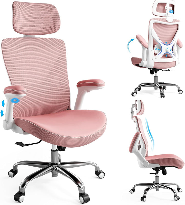 TRALT Ergonomischer Bürostuhl - Office Chair Bürostuhl PU-Leder Verstellbarer Lendenwirbelstütze Des