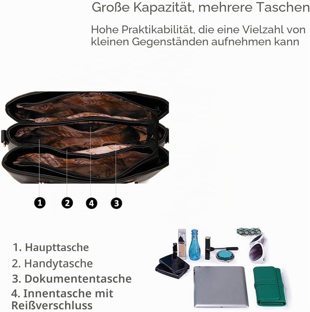 Nicole&Doris Neue PU-Leder beiläufige Art und Weise Handtasche Schultertasche Messenger Bag Schwarz,