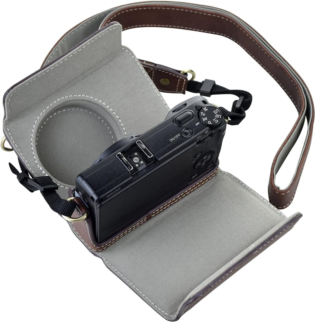 Rieibi Ricoh GR III/GR IIIx Tasche – Vintage PU Leder Kameratasche für Ricoh GR IIIx GR III GRIII GR