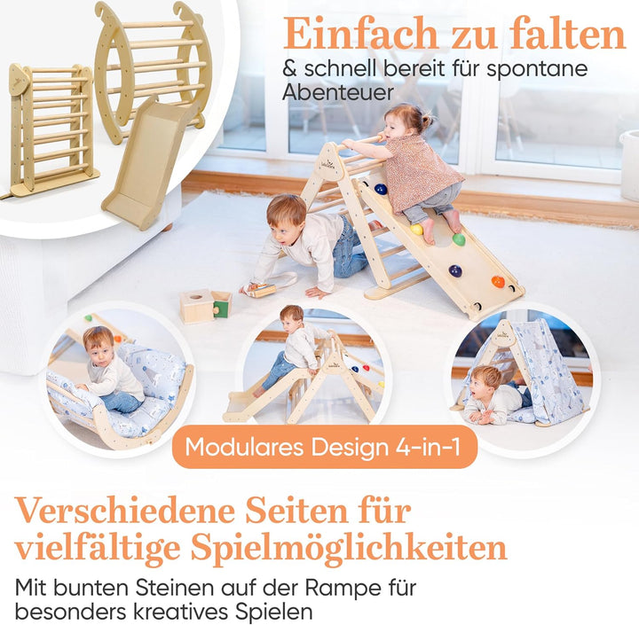 Lululearn® Kletterdreieck, Kletterbogen, Rampe & Rutsche [FALTBAR] – Ideal für Indoor & Outdoor | Sp