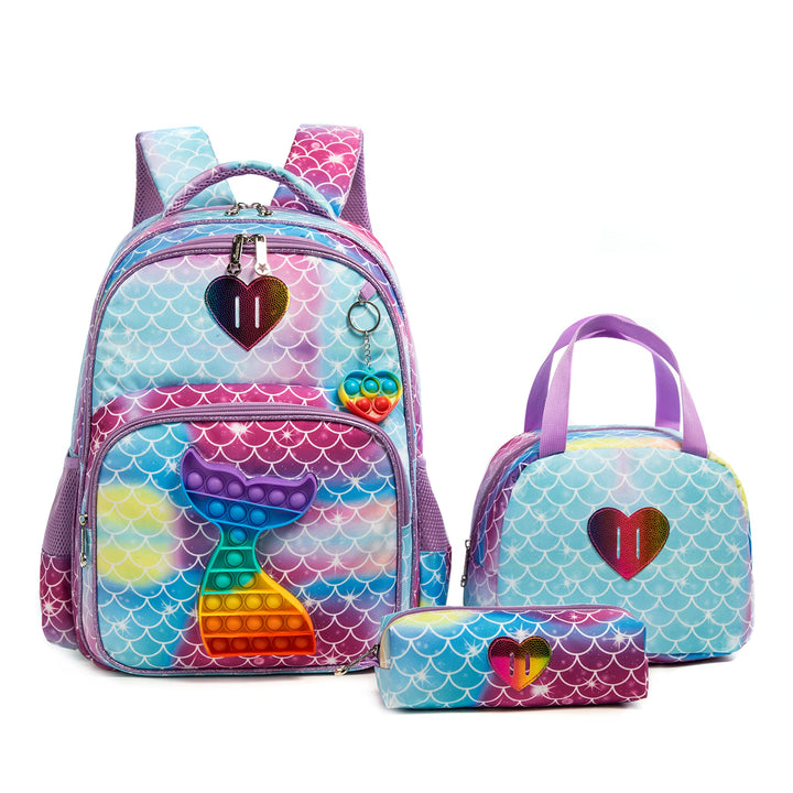 HTgroce Pop it Rucksack für Mädchen Pop Fidget Bag mit Lunch Bag Vorschule Kindergarten Fidget Toys