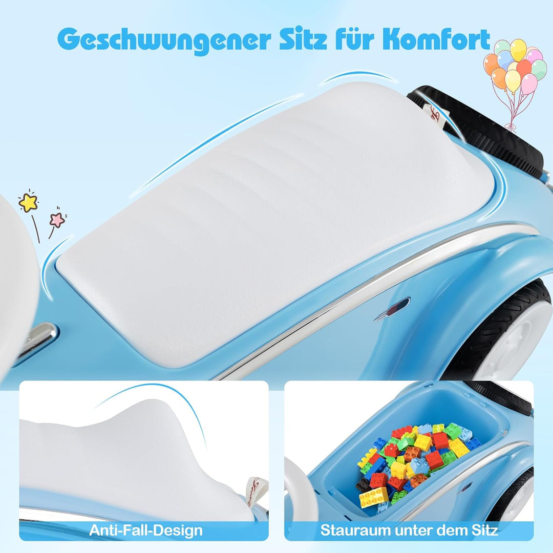 COSTWAY Rutschauto, klassisches Rutschfahrzeug mit Lenkrad & Hupe & LED-Scheinwerfer, Kinderfahrzeug